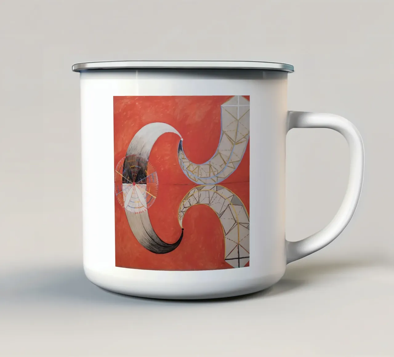 Hilma af Klint - Schwan Nr. 9: Dynamische Formen, geistige Abstraktion Emaille Tasse von NorwesClub