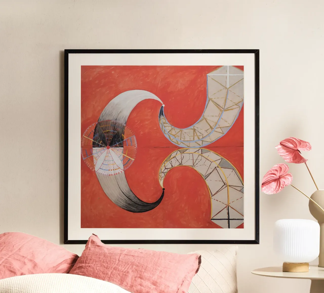 Hilma af Klint - Cigno n. 9: Forme dinamiche, astrazione spirituale poster con telaio in alluminio da NorwesClub