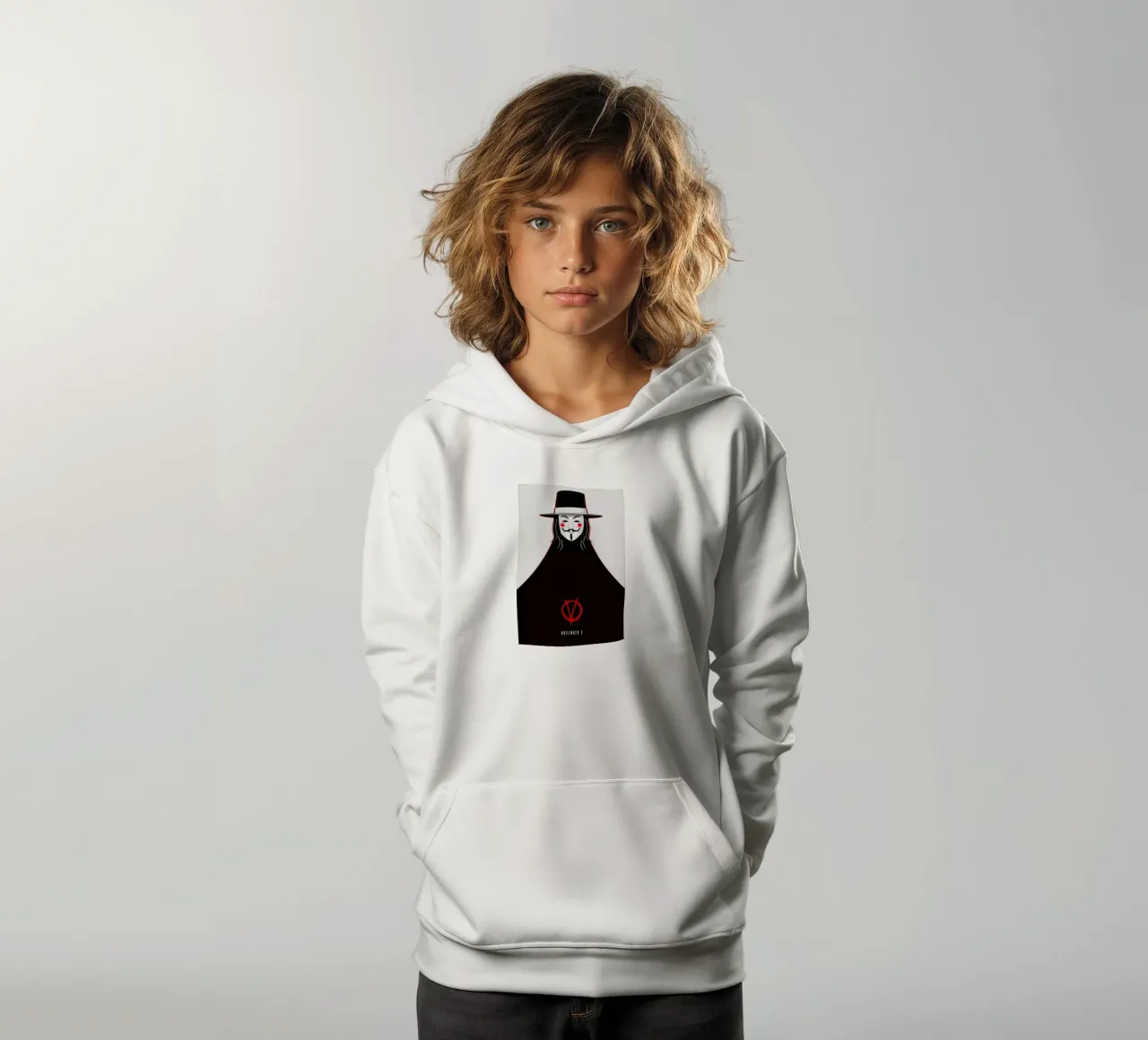 V for Vendetta Minimal November 5 felpa bambino con cappuccio da Barrett Biggers