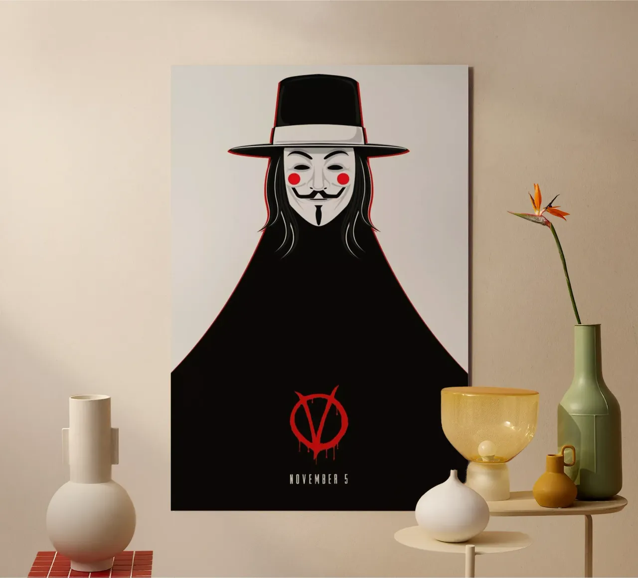 V for Vendetta Minimal November 5 alluminio dibond da Barrett Biggers