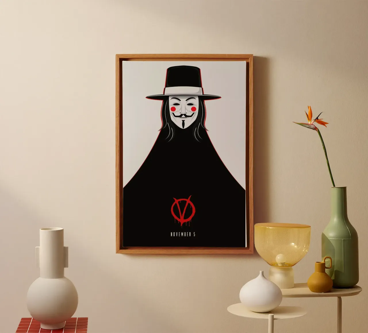 V for Vendetta Minimal November 5 canvas by Barrett Biggers