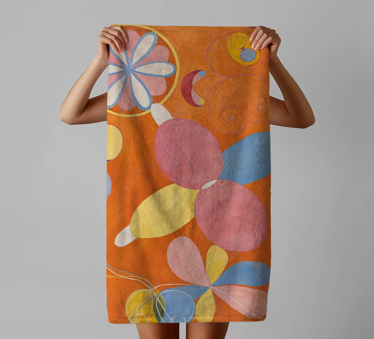 Hilma af Klint - Youth: Abstract, Organic Forms, Vibrant Mod towel by NorwesClub