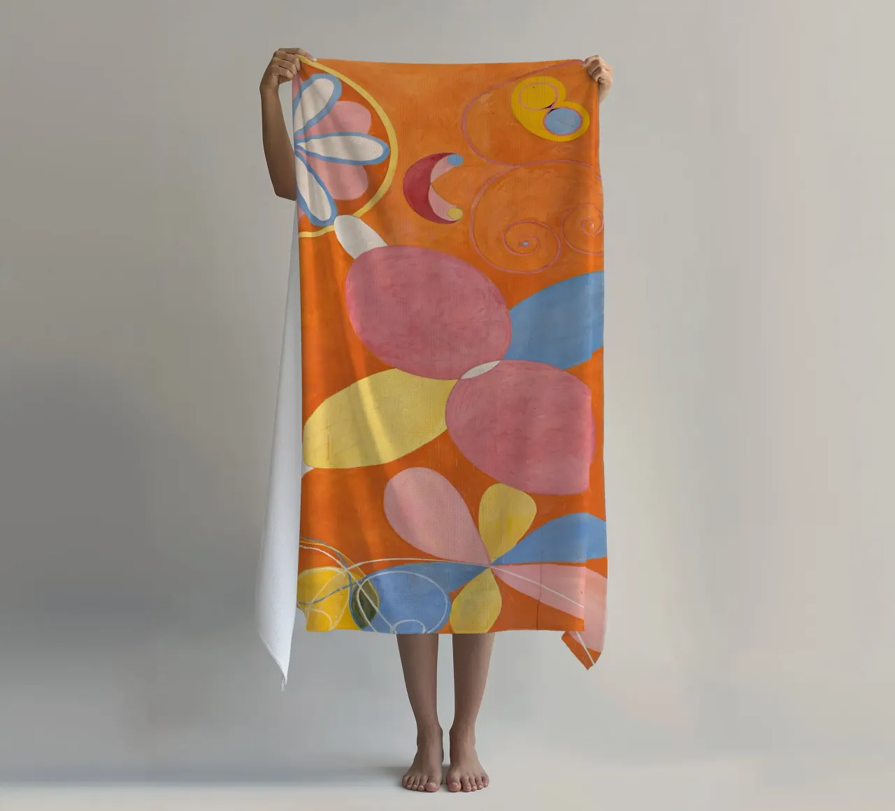 Hilma af Klint - Youth: Abstract, Organic Forms, Vibrant Mod beach towel by NorwesClub