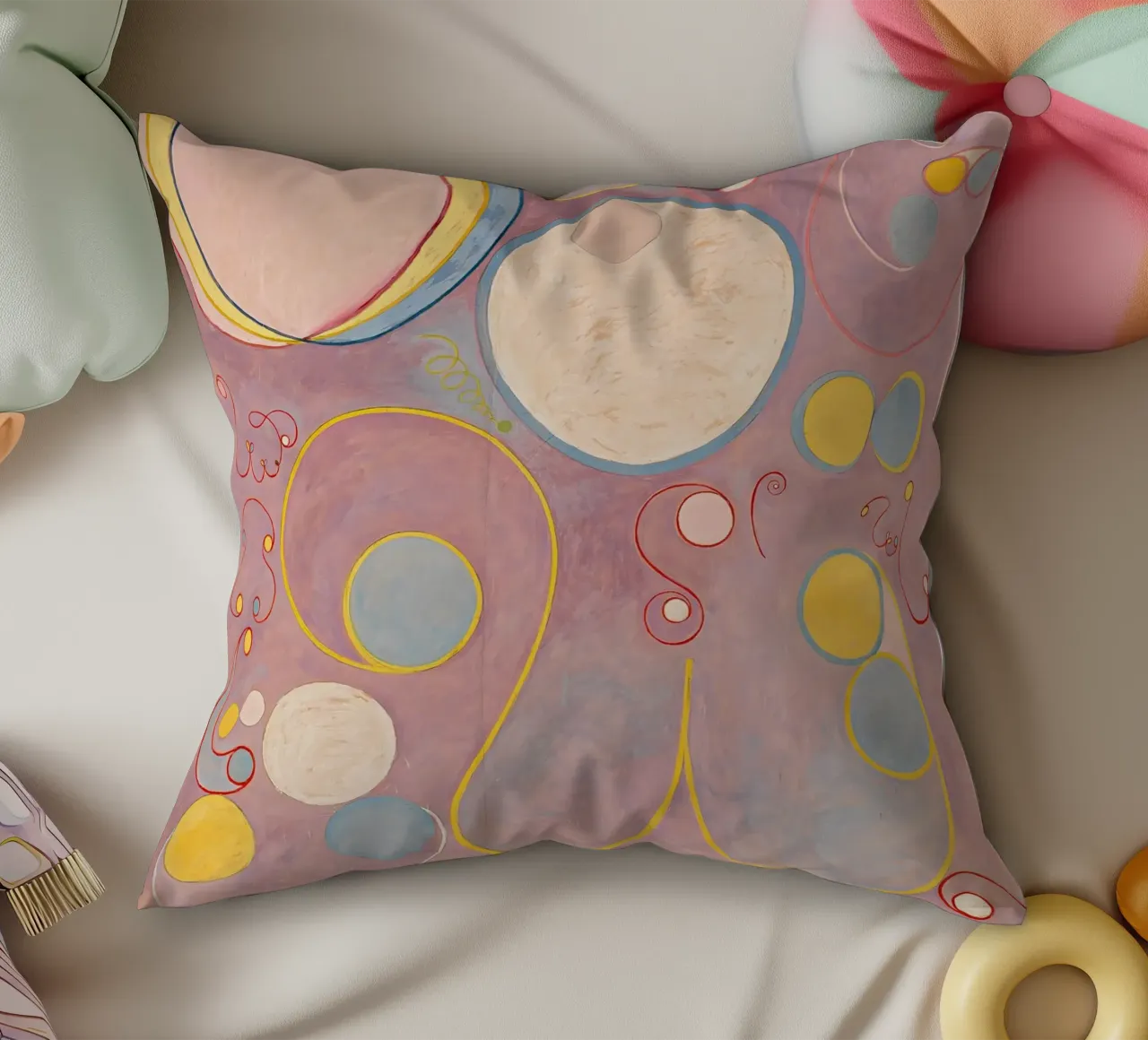 Hilma af Klint - Adulthood: Abstract, Ethereal, Fluid Modern decorative cushion by NorwesClub