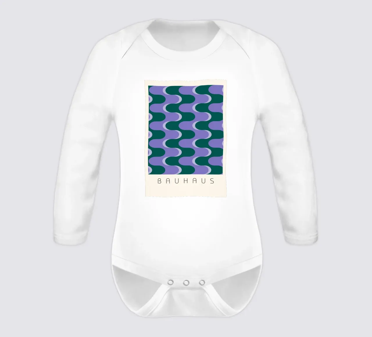 Bauhaus Wavy Pattern - Mid-Century Modern Abstract Print body manches longues de NorwesClub