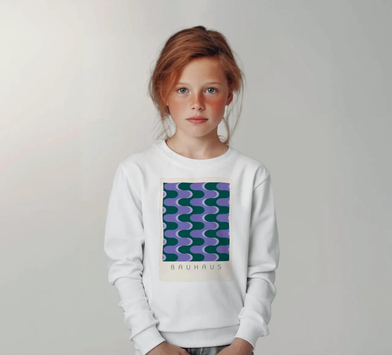 Bauhaus Wavy Pattern - Impresión abstracta moderna de mediados de siglo sudadera para niño de NorwesClub