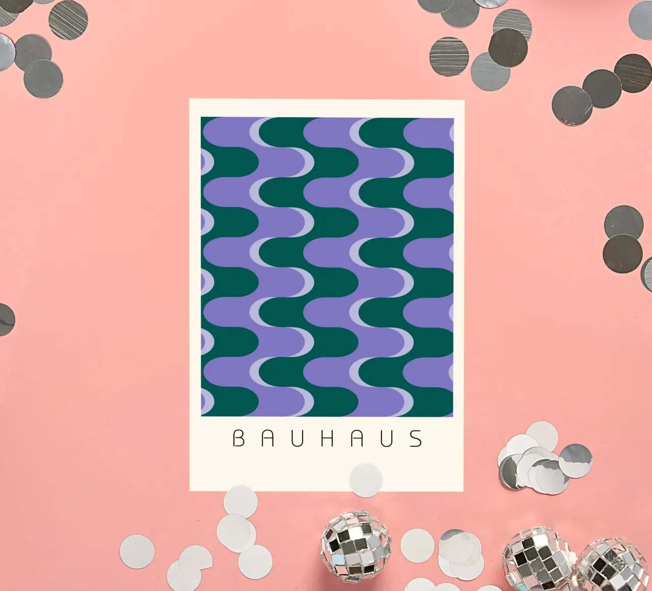 Bauhaus Wavy Pattern - Impresión abstracta moderna de mediados de siglo pegatina de NorwesClub