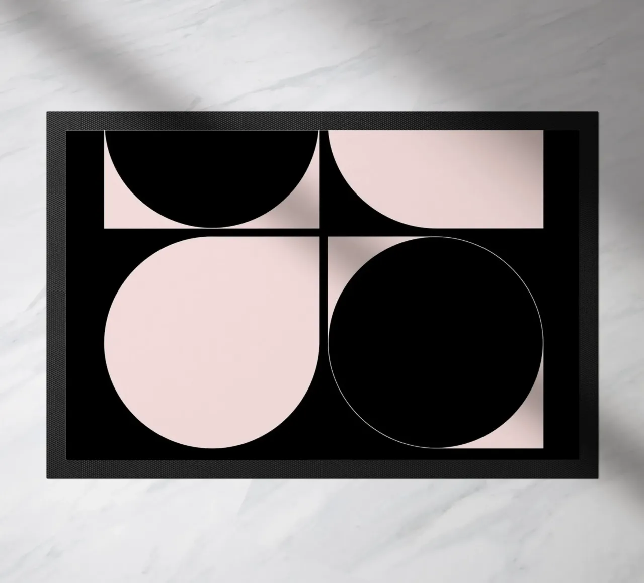 Bauhaus Exhibition Poster - Black & Pink Geometric Abstract doormat by NorwesClub