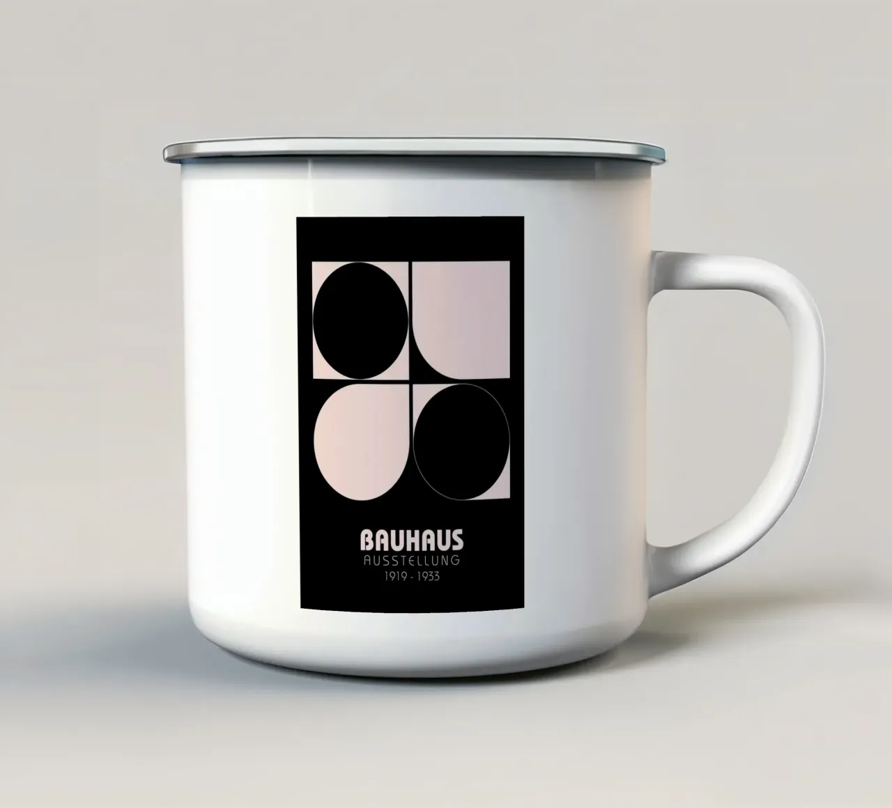 Poster per la mostra Bauhaus - Astratto geometrico nero e rosa tazza in smalto da NorwesClub
