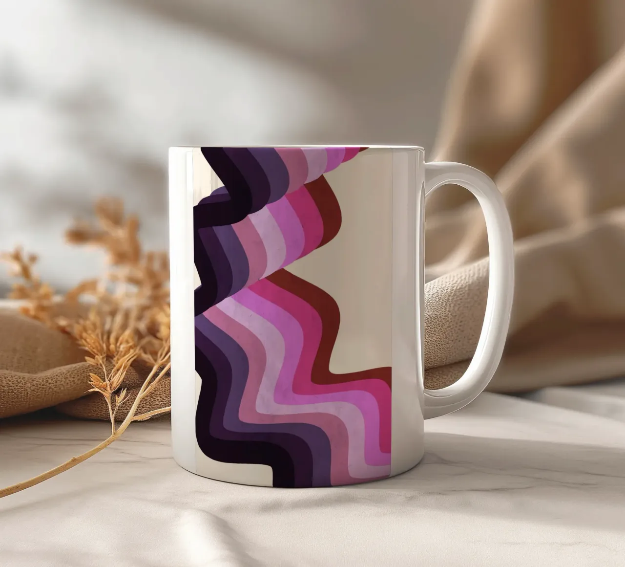 Retro Swirl Abstract - Verner Panton Inspired Wave Art Print ceramic mug by NorwesClub