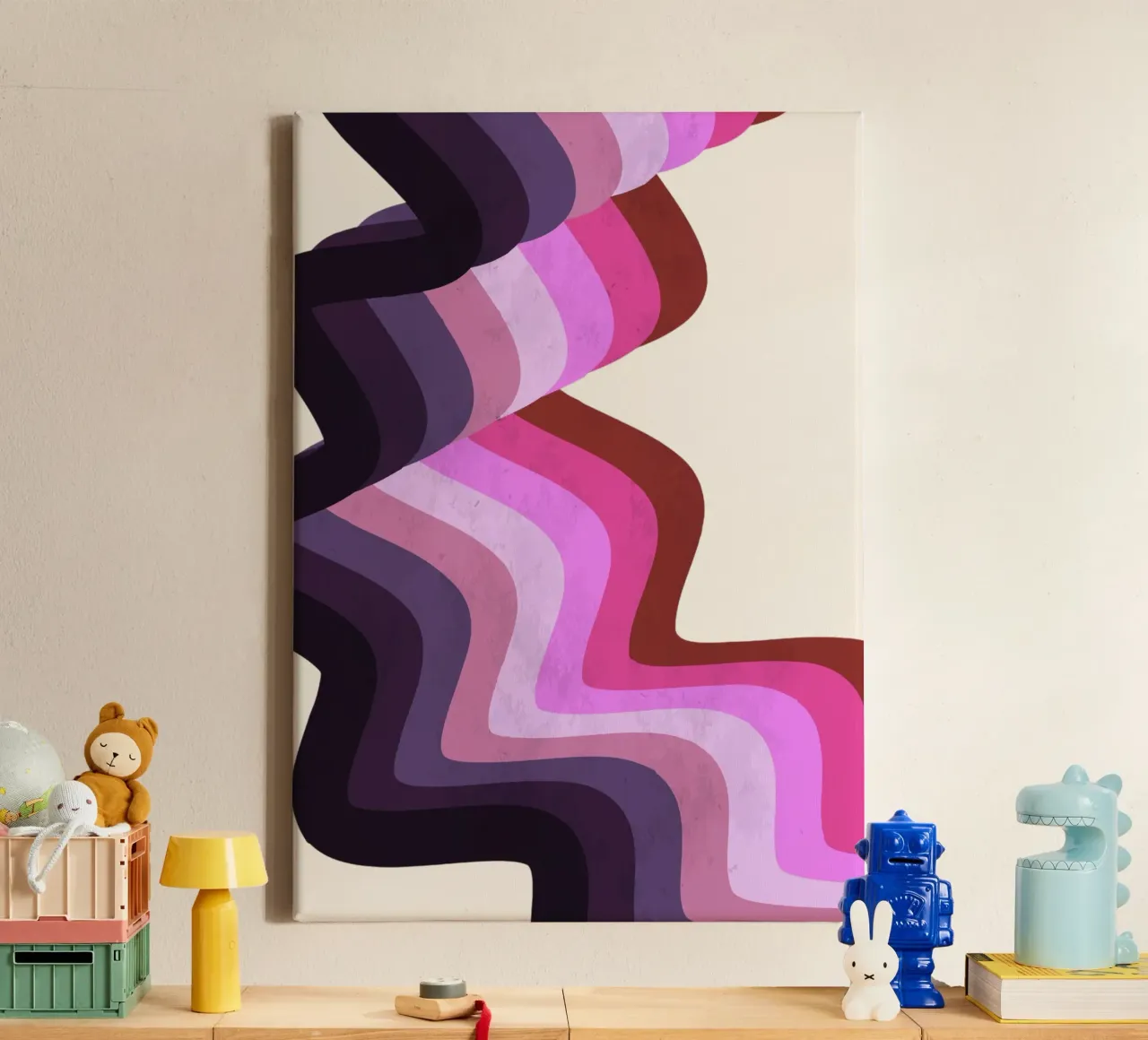 Retro Swirl Abstract - Verner Panton Inspired Wave Art Print canvas by NorwesClub