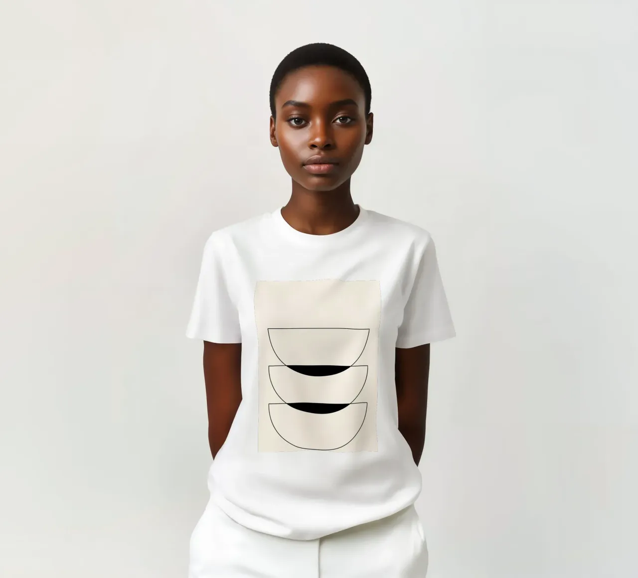 Minimalist Crescent Forms - Abstract Geometric Line Art Prin t-shirt by NorwesClub