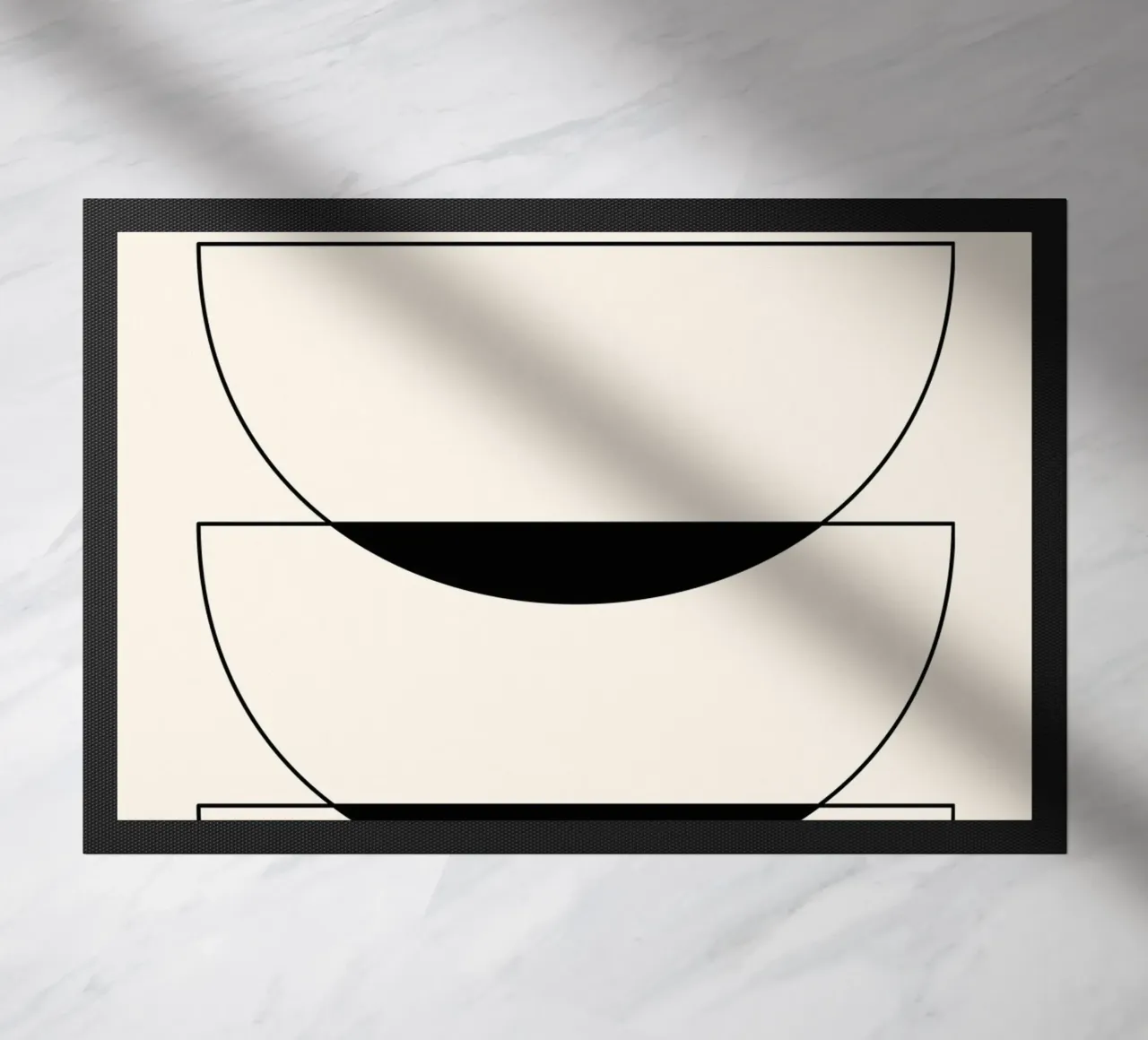 Minimalist Crescent Forms - Abstract Geometric Line Art Prin doormat by NorwesClub
