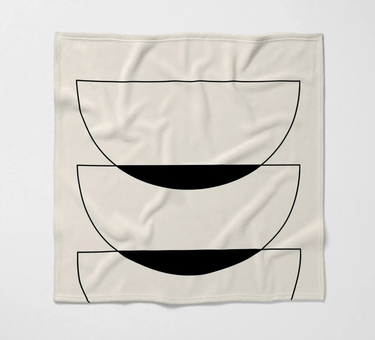 Minimalist Crescent Forms - Abstract Geometric Line Art Prin fleece blanket by NorwesClub