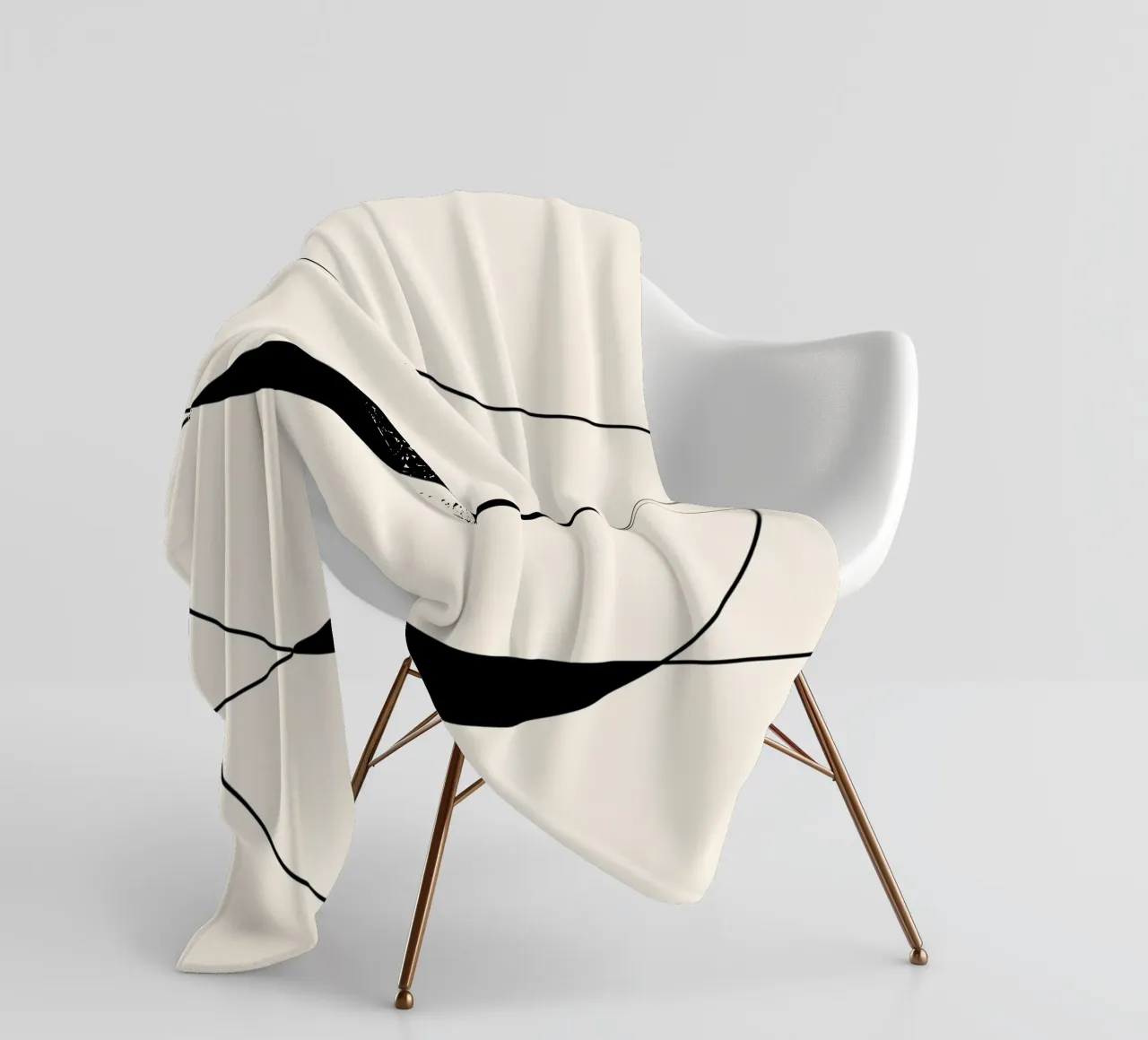 Minimalist Crescent Forms - Abstract Geometric Line Art Prin fleece blanket by NorwesClub
