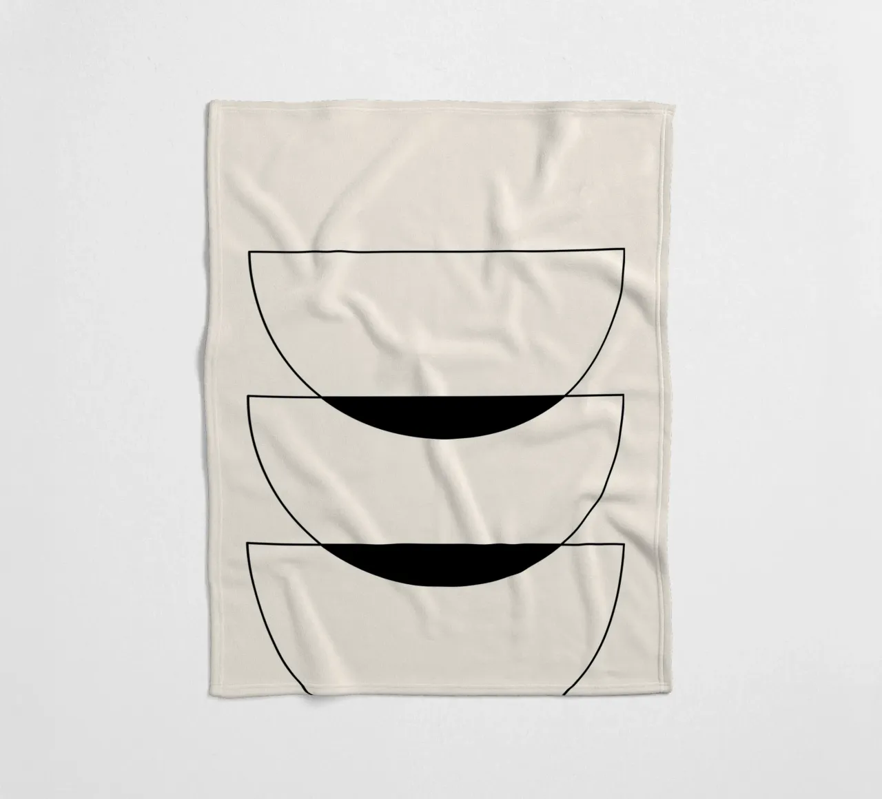Minimalist Crescent Forms - Abstract Geometric Line Art Prin fleece blanket by NorwesClub