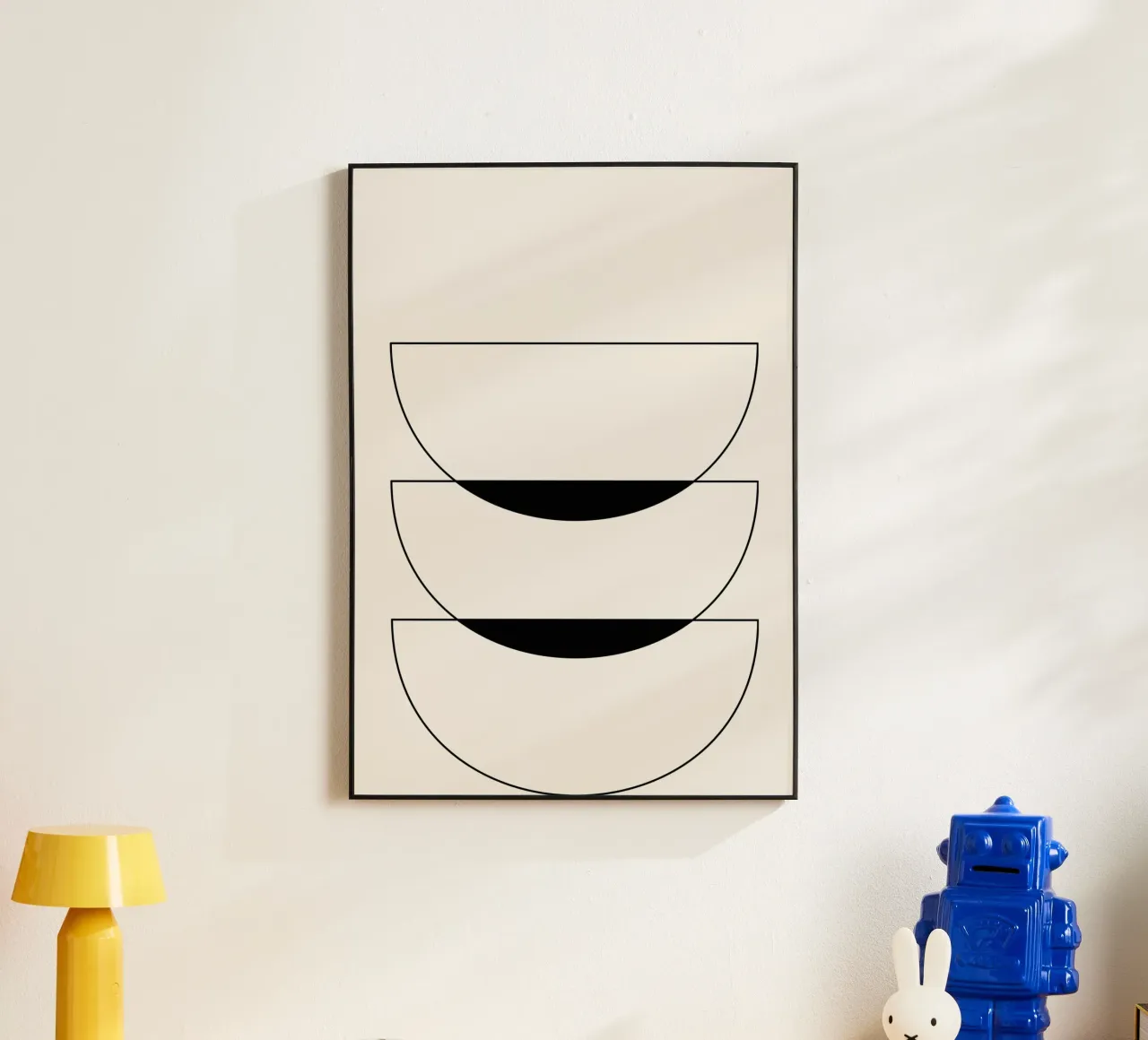 Minimalist Crescent Forms - Abstract Geometric Line Art Prin alu-dibond by NorwesClub