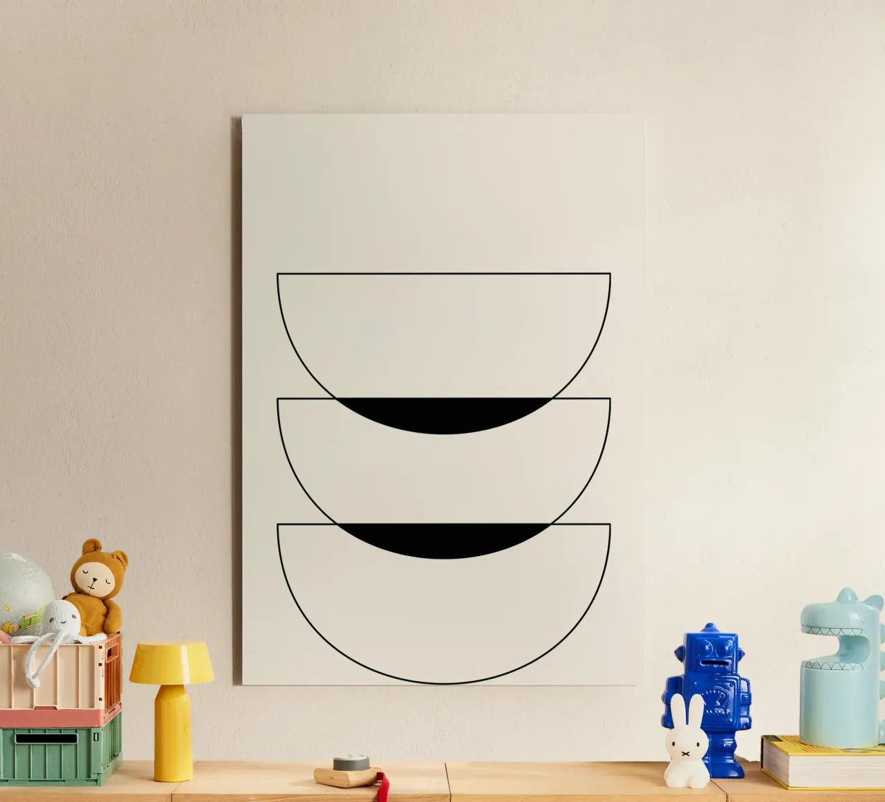 Minimalist Crescent Forms - Abstract Geometric Line Art Prin alu-dibond by NorwesClub
