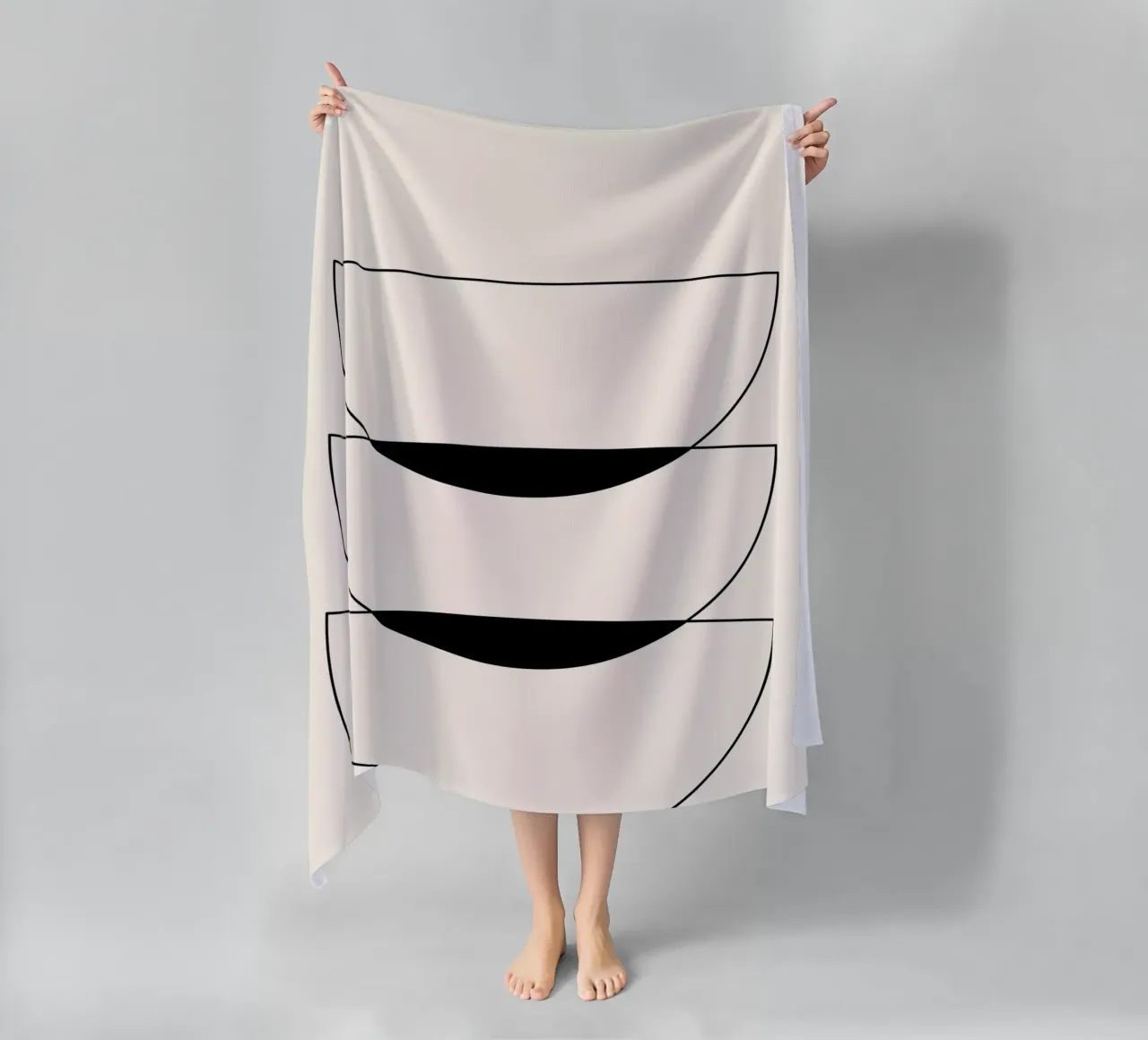 Minimalist Crescent Forms - Abstract Geometric Line Art Prin beach towel by NorwesClub