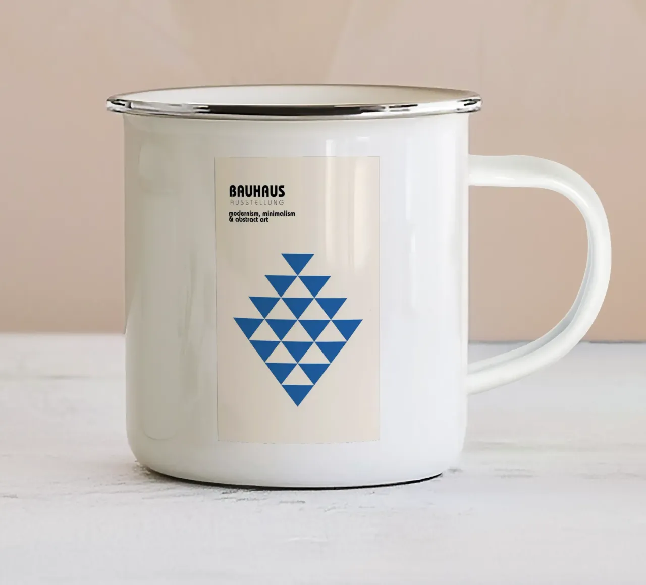 Bauhaus Tentoonstelling: Modernisme, minimalisme & abstracte kunst Pos emaille mok van NorwesClub