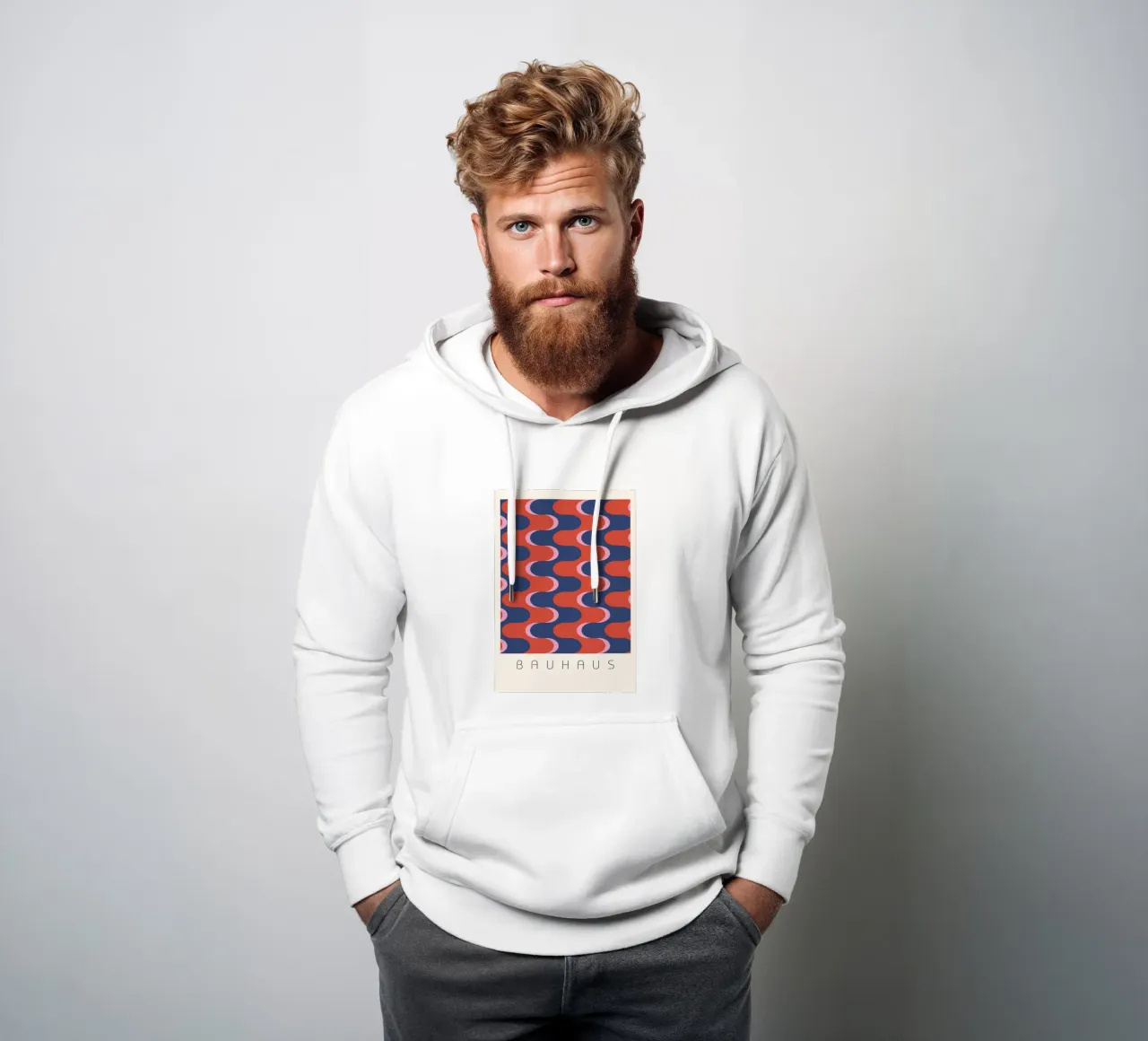 Bauhaus Groovy Waves: Retro Geometric Abstract Art Print sudadera con capucha de NorwesClub