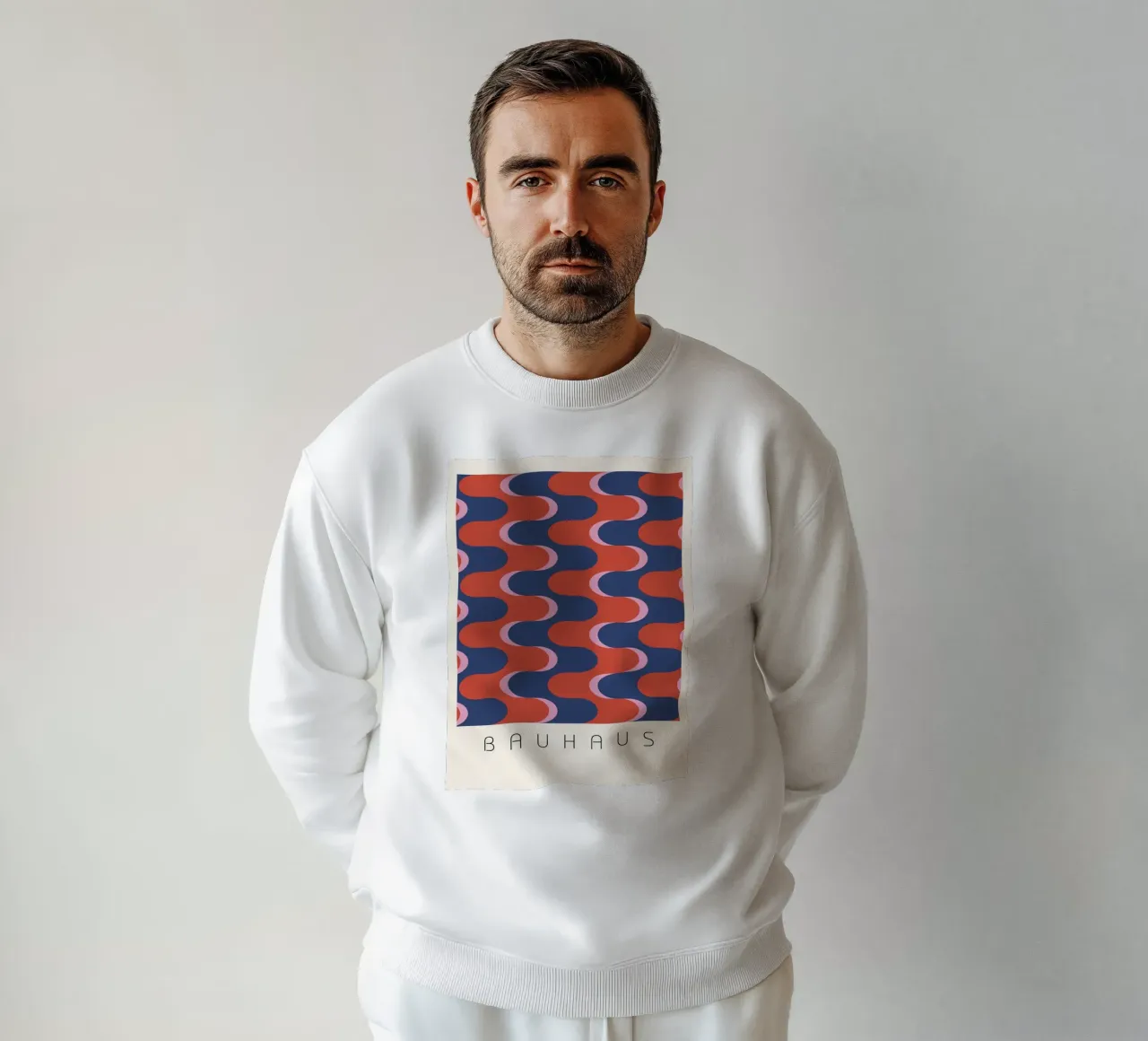 Bauhaus Groovy Waves: Retro Geometric Abstract Art Print sudadera de NorwesClub