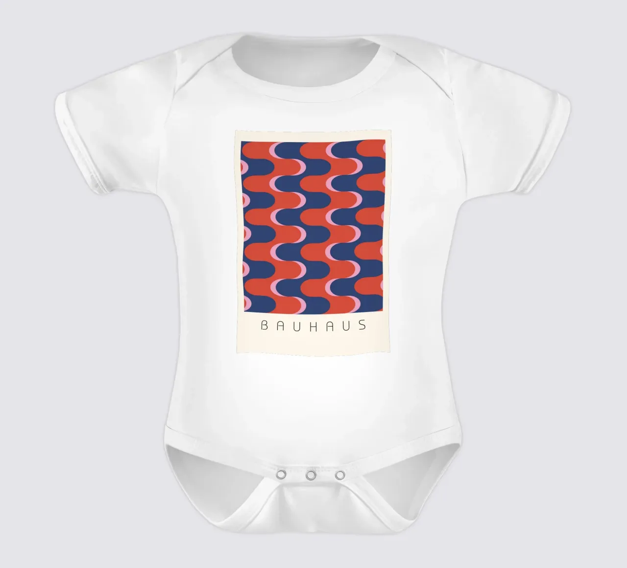 Bauhaus Groovy Waves: Retro Geometric Abstract Art Print body de bebé de NorwesClub