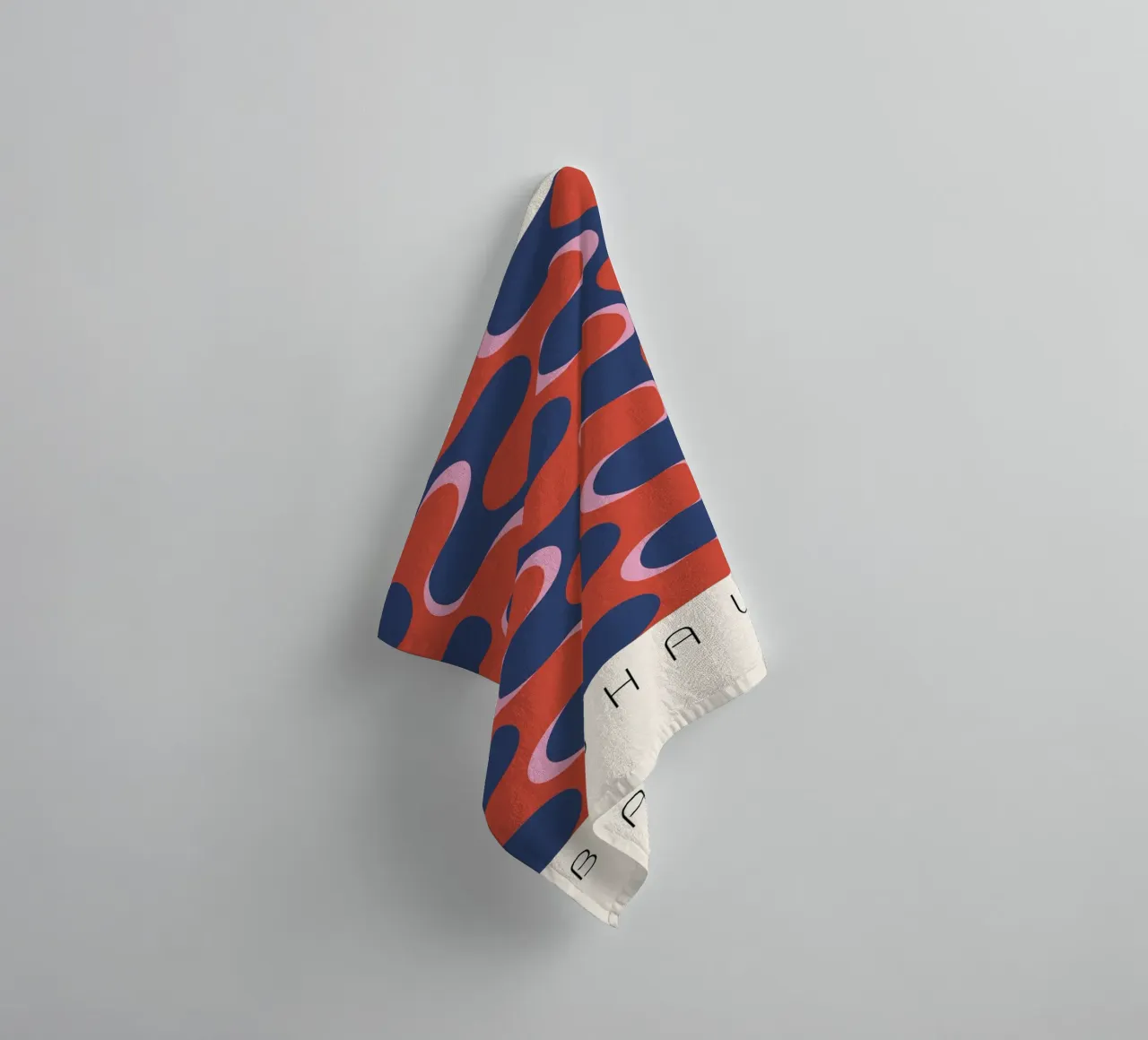 Bauhaus Groovy Waves: Retro Geometric Abstract Art Print towel by NorwesClub
