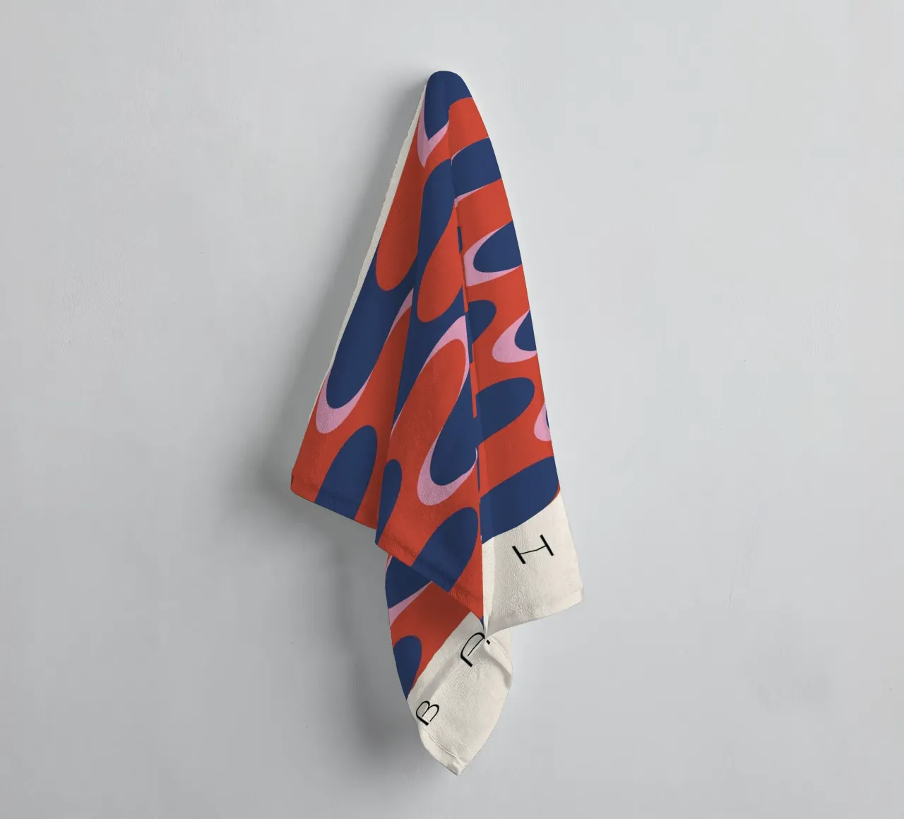 Bauhaus Groovy Waves: Retro Geometric Abstract Art Print towel by NorwesClub