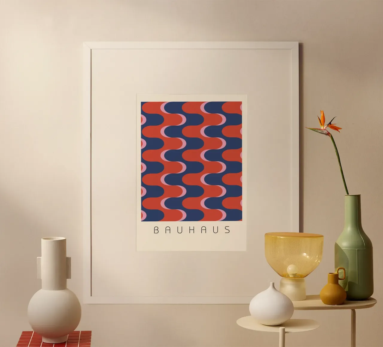 Bauhaus Groovy Waves: Retro Geometric Abstract Art Print poster de NorwesClub