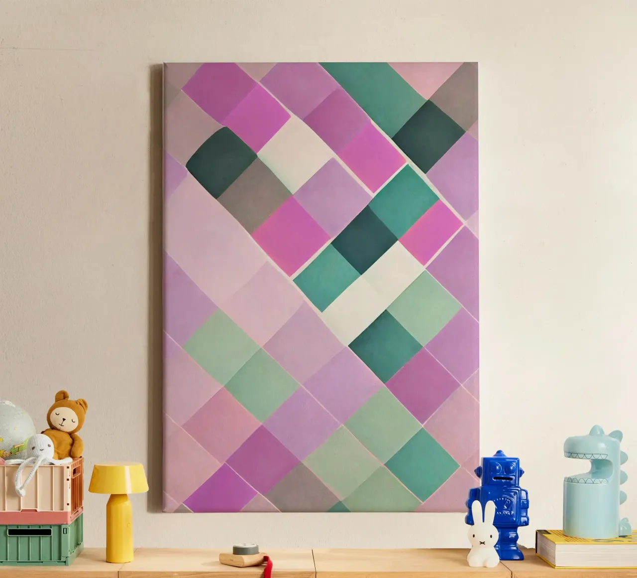 Op Art Illusie: Vasarely geïnspireerde geometrische abstracte print canvas van NorwesClub