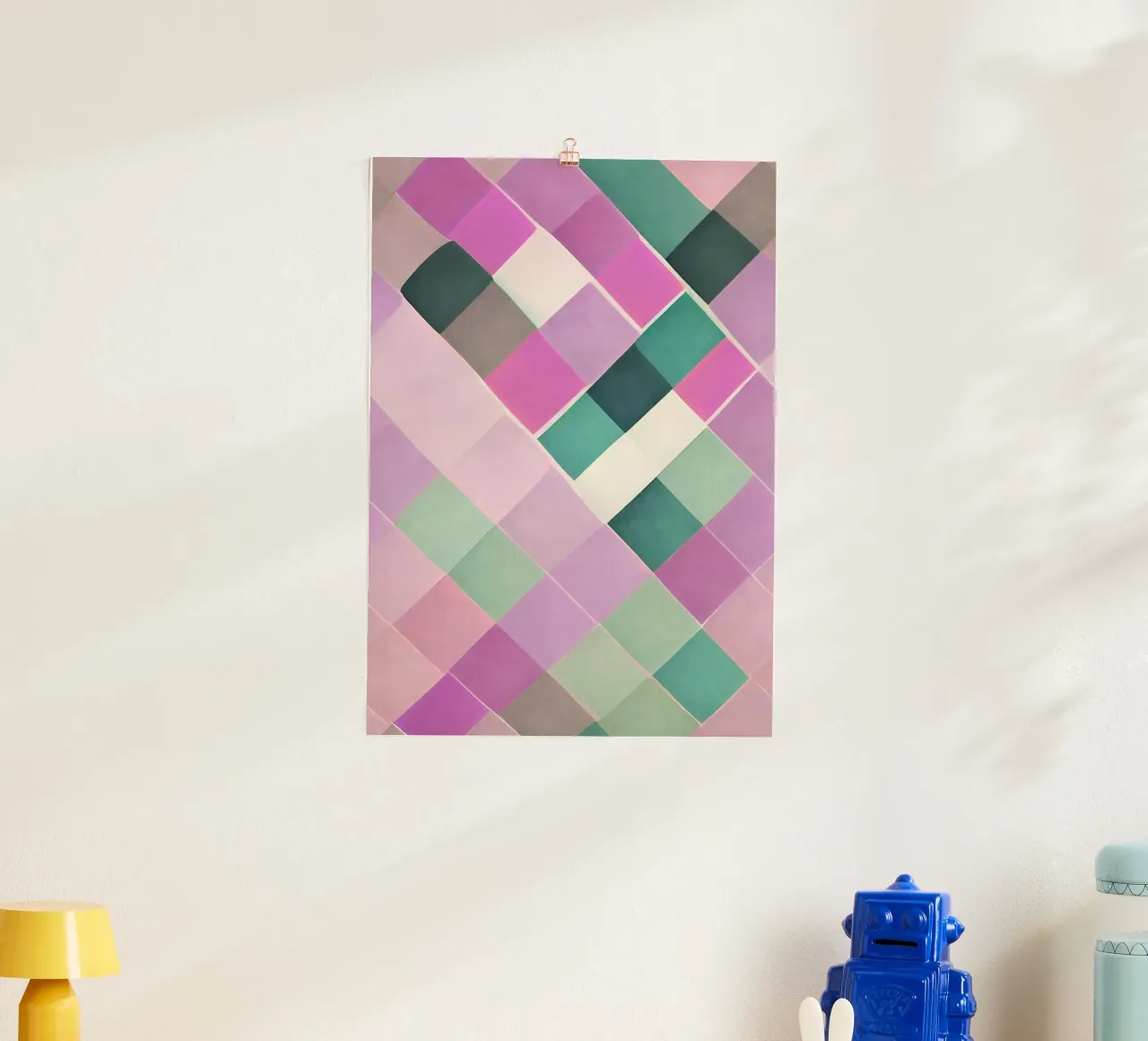 Illusione Op Art: Stampa geometrica astratta ispirata a Vasarely poster con telaio in alluminio da NorwesClub
