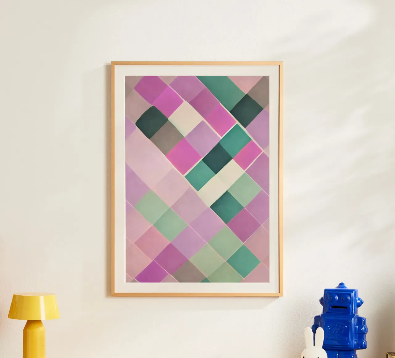 Illusione Op Art: Stampa geometrica astratta ispirata a Vasarely poster con telaio in alluminio da NorwesClub