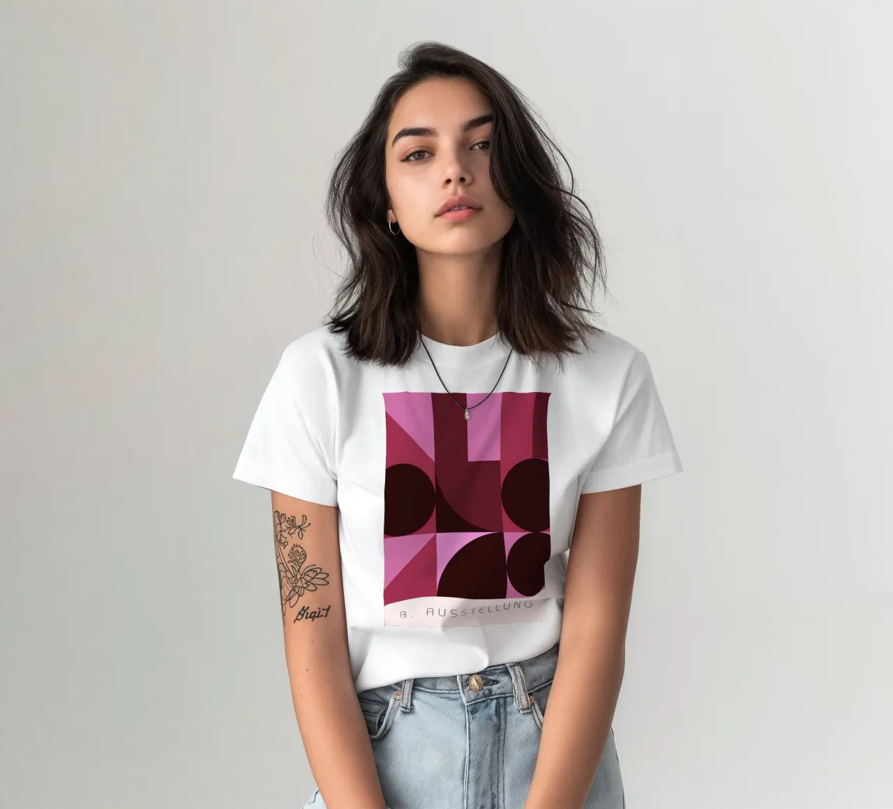 B. Mostra: Swiss Design Geometrico Astratto Rosa t-shirt da NorwesClub
