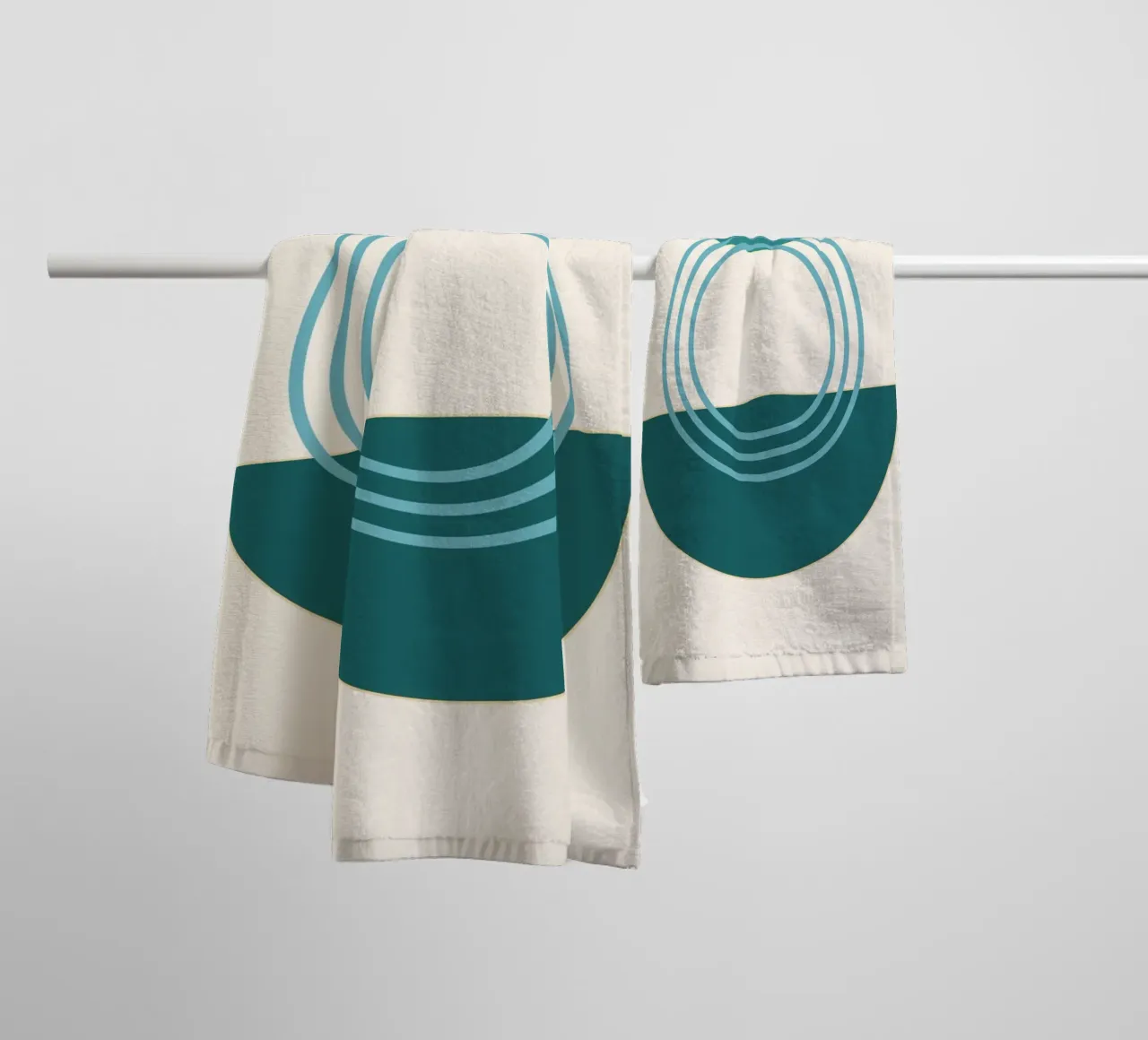 Abstract Harmony: Mid-Century Modern Geometric Shapes Print towel by NorwesClub