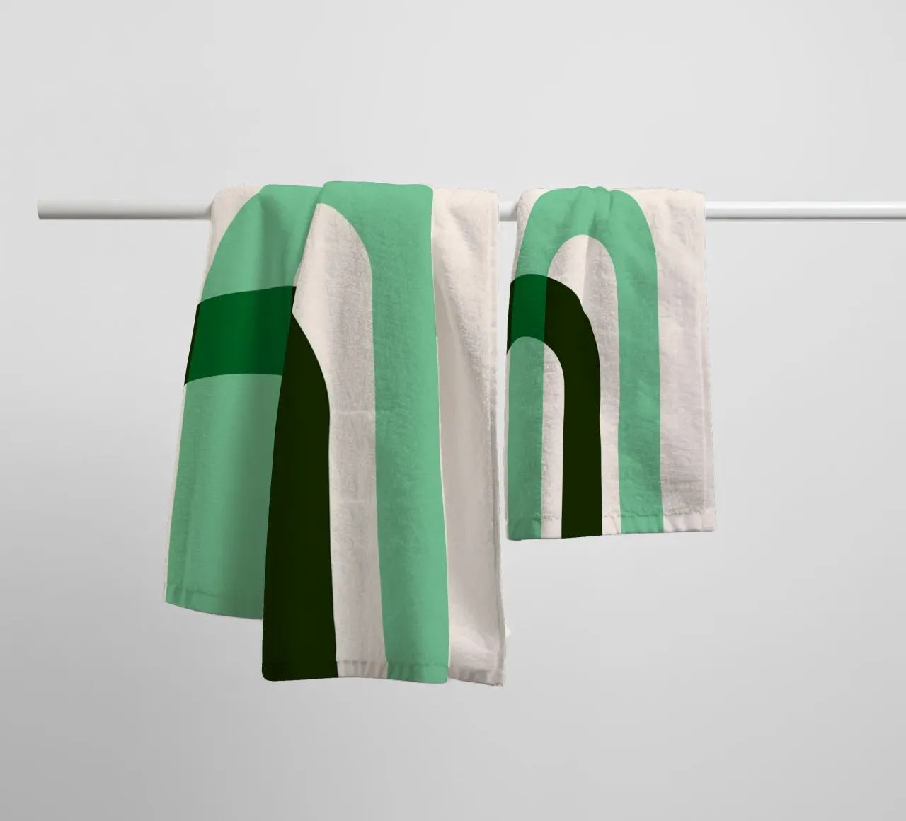 Abstract Arches: Minimalist Green Bauhaus Inspired Print towel by NorwesClub