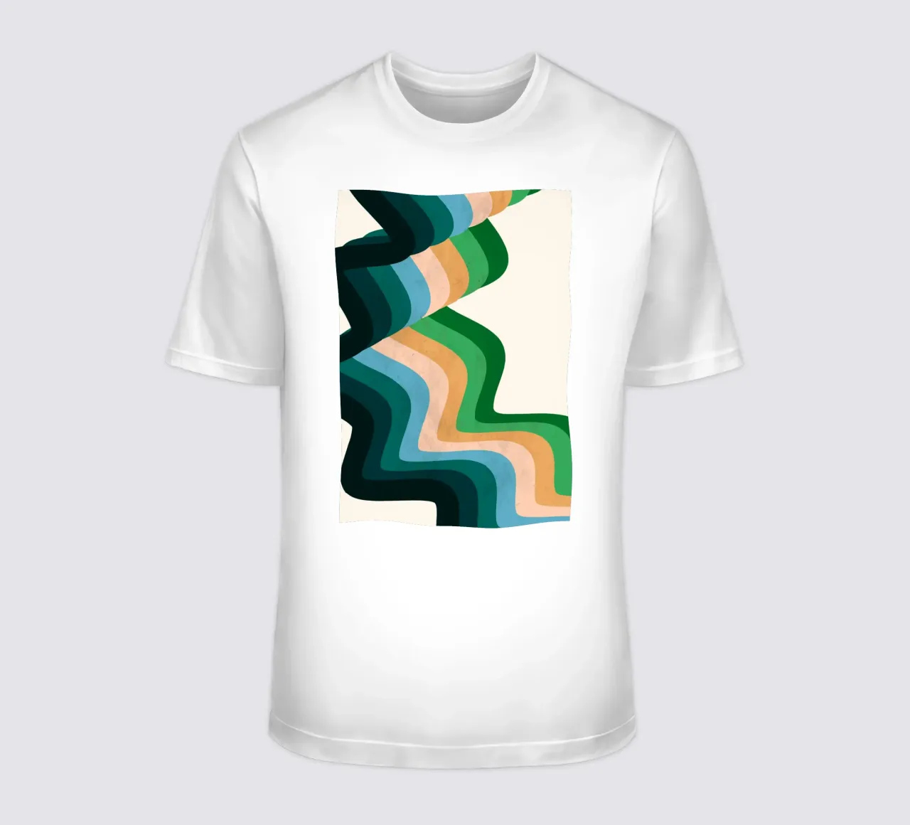 Retro Wavy Abstraction: 70s Inspired Groovy Landscape Print t-shirt by NorwesClub