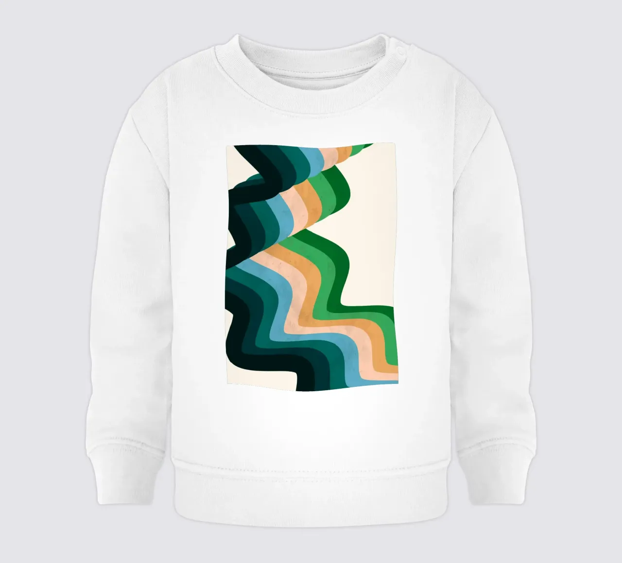 Gewellte Retro-Abstraktion: 70er Jahre inspiriert Groovy Landschaft drucken Baby Sweatshirt von NorwesClub