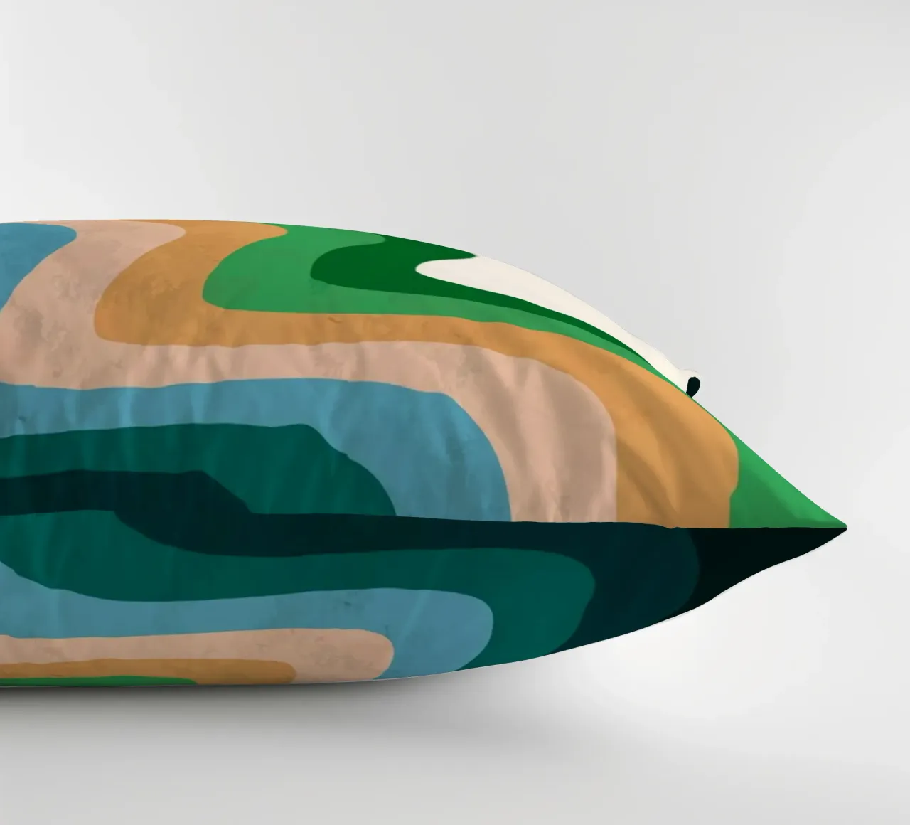 Retro Wavy Abstraction: 70s Inspired Groovy Landscape Print decorative cushion by NorwesClub
