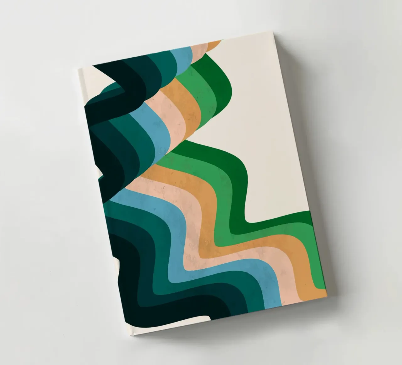 Retro Wavy Abstraction: 70s Inspired Groovy Landscape Print notebook by NorwesClub