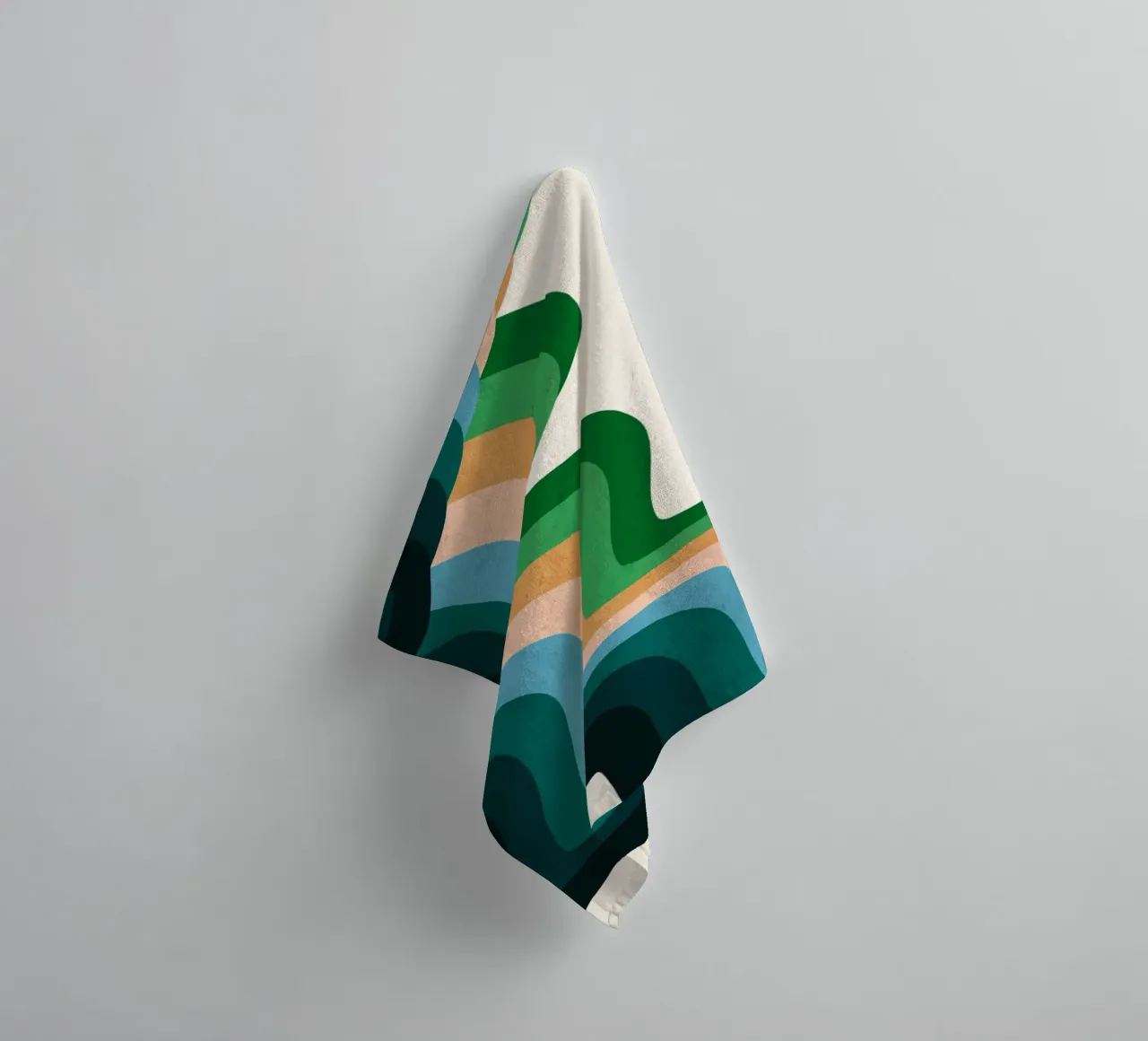 Retro Wavy Abstraction: 70s Inspired Groovy Landscape Print towel by NorwesClub