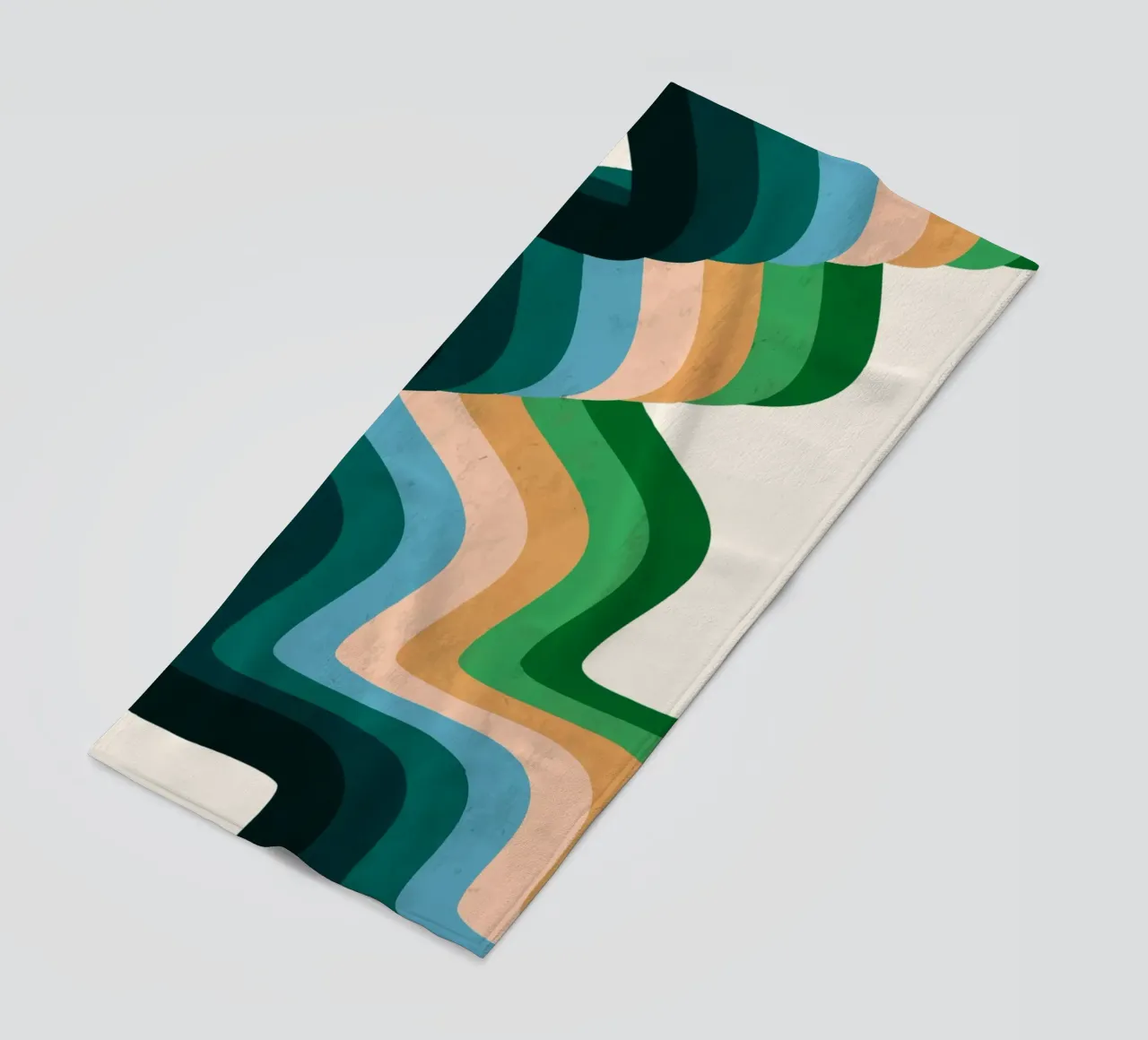 Retro Wavy Abstraction: 70s Inspired Groovy Landscape Print beach towel by NorwesClub