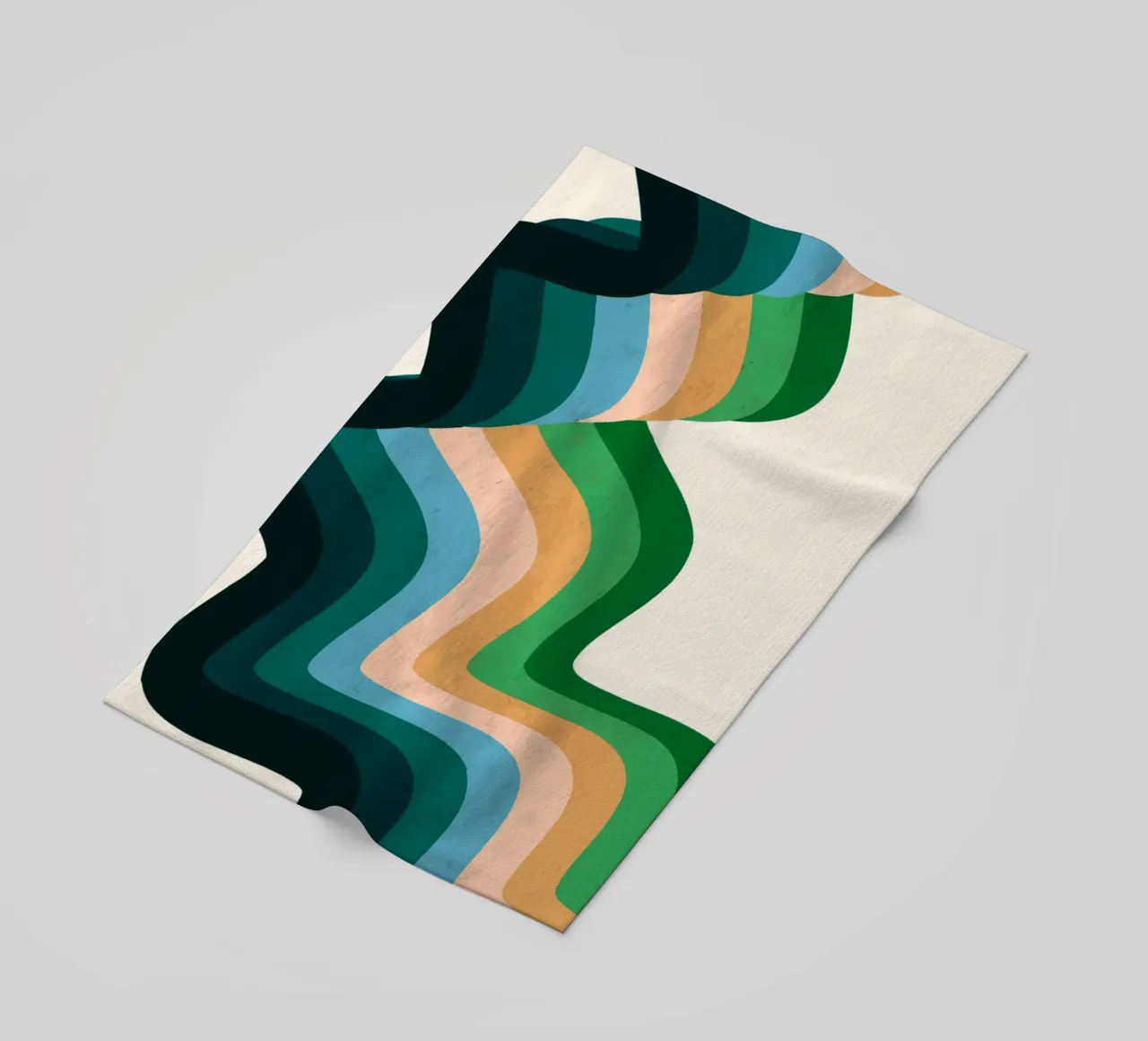 Retro Wavy Abstraction: 70s Inspired Groovy Landscape Print beach towel by NorwesClub