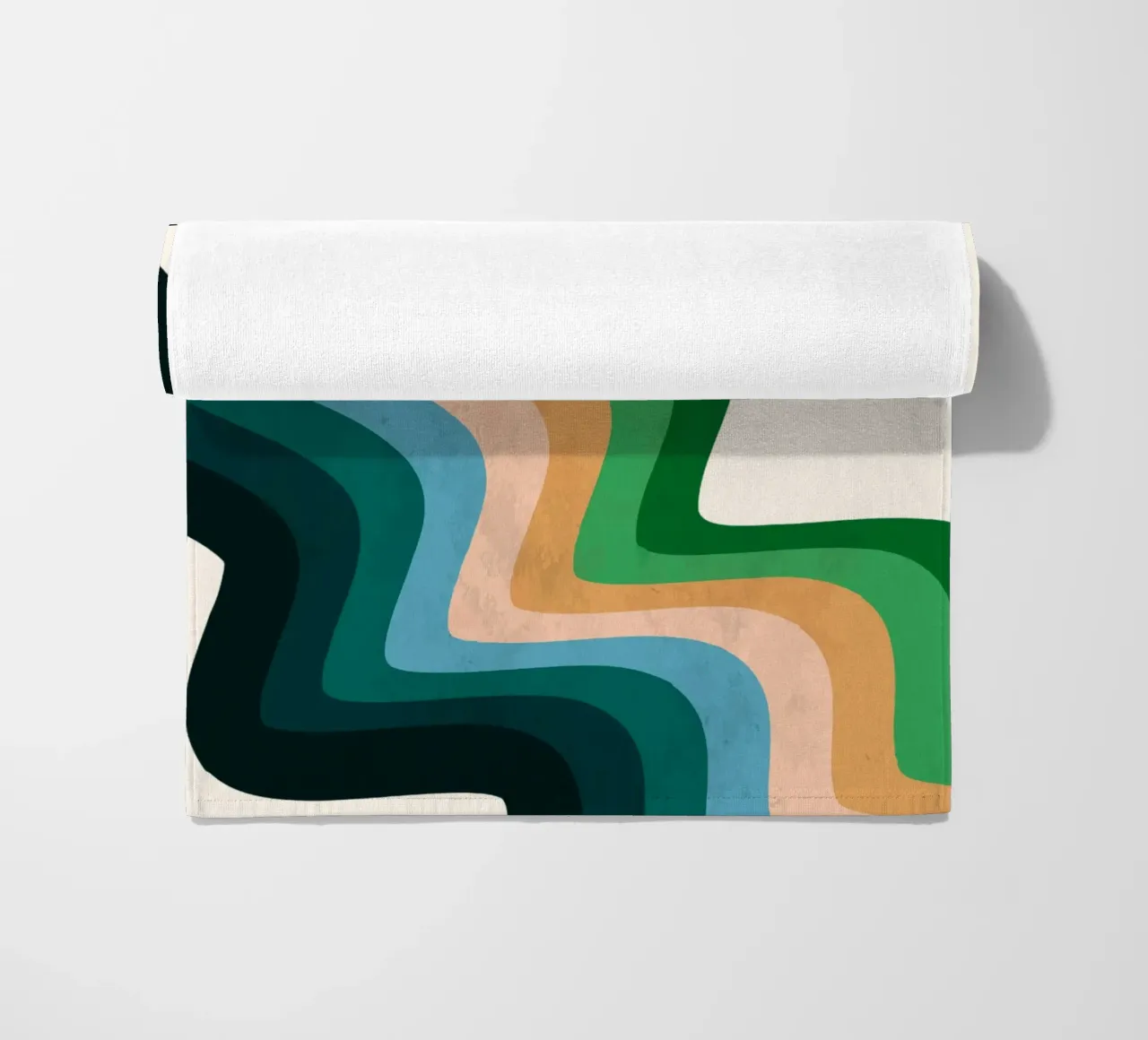 Retro Wavy Abstraction: 70s Inspired Groovy Landscape Print beach towel by NorwesClub
