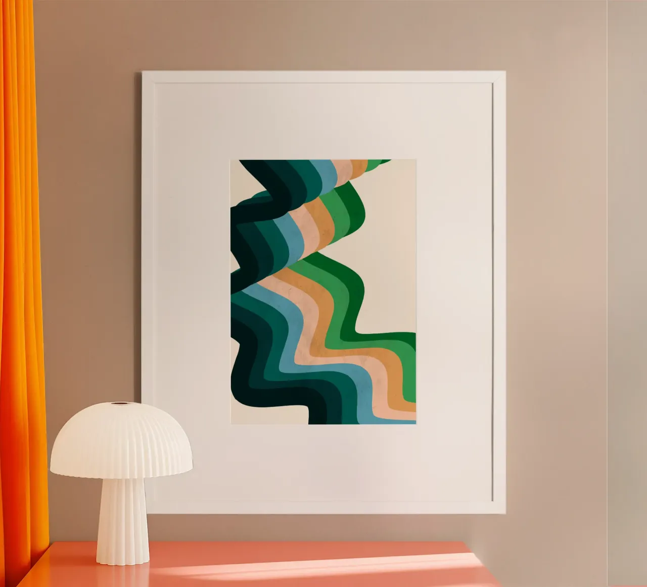 Abstraction rétro ondulée : Impression d'un paysage groovy inspiré des années 70 poster de NorwesClub