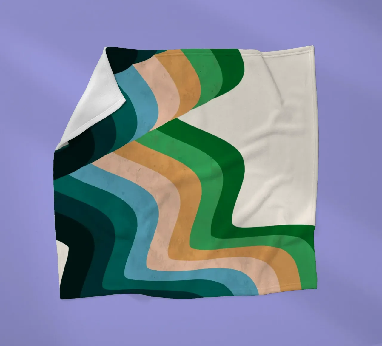 Retro Wavy Abstraction: 70s Inspired Groovy Landscape Print fleece blanket by NorwesClub