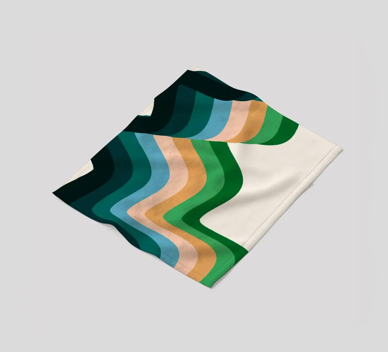 Retro Wavy Abstraction: 70s Inspired Groovy Landscape Print fleece blanket by NorwesClub