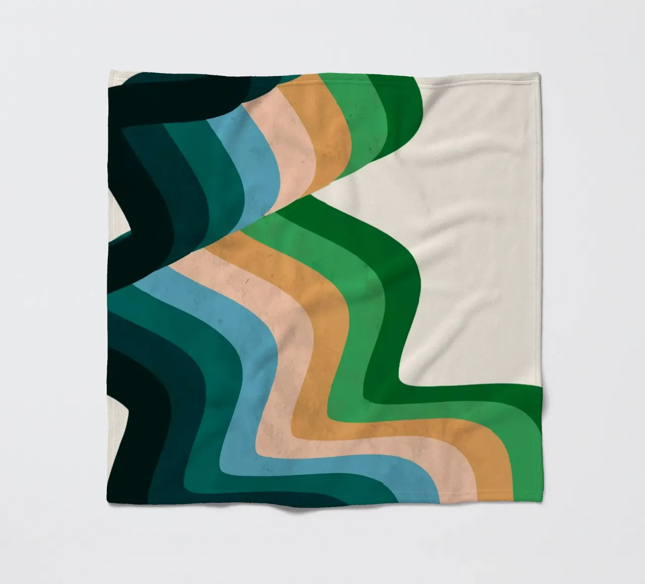 Retro Wavy Abstraction: 70s Inspired Groovy Landscape Print fleece blanket by NorwesClub