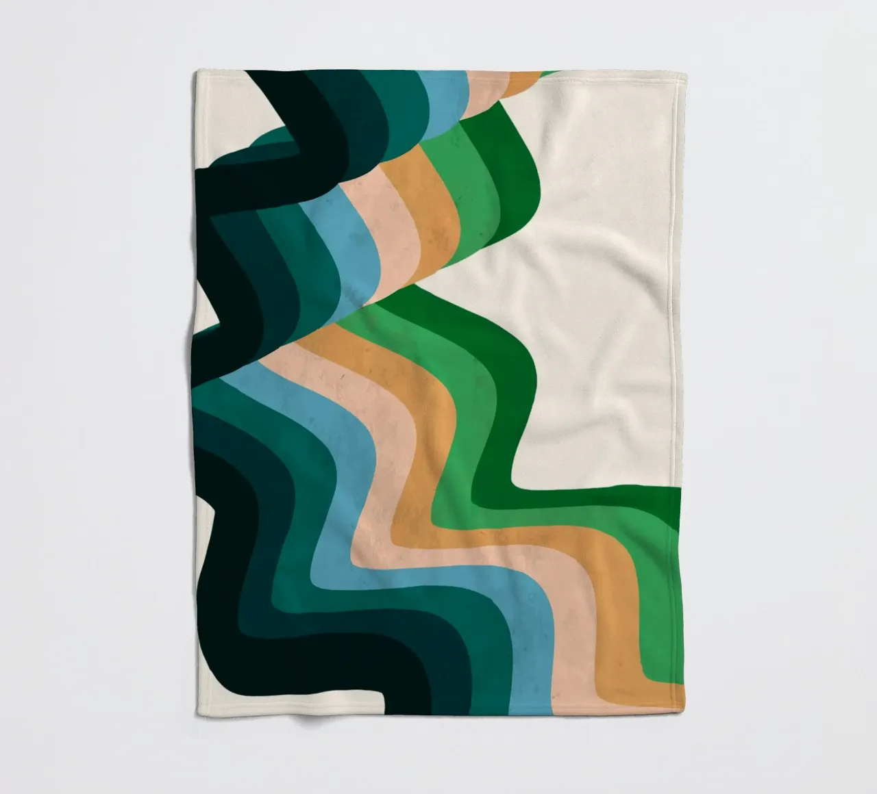 Retro Wavy Abstraction: 70s Inspired Groovy Landscape Print fleece blanket by NorwesClub