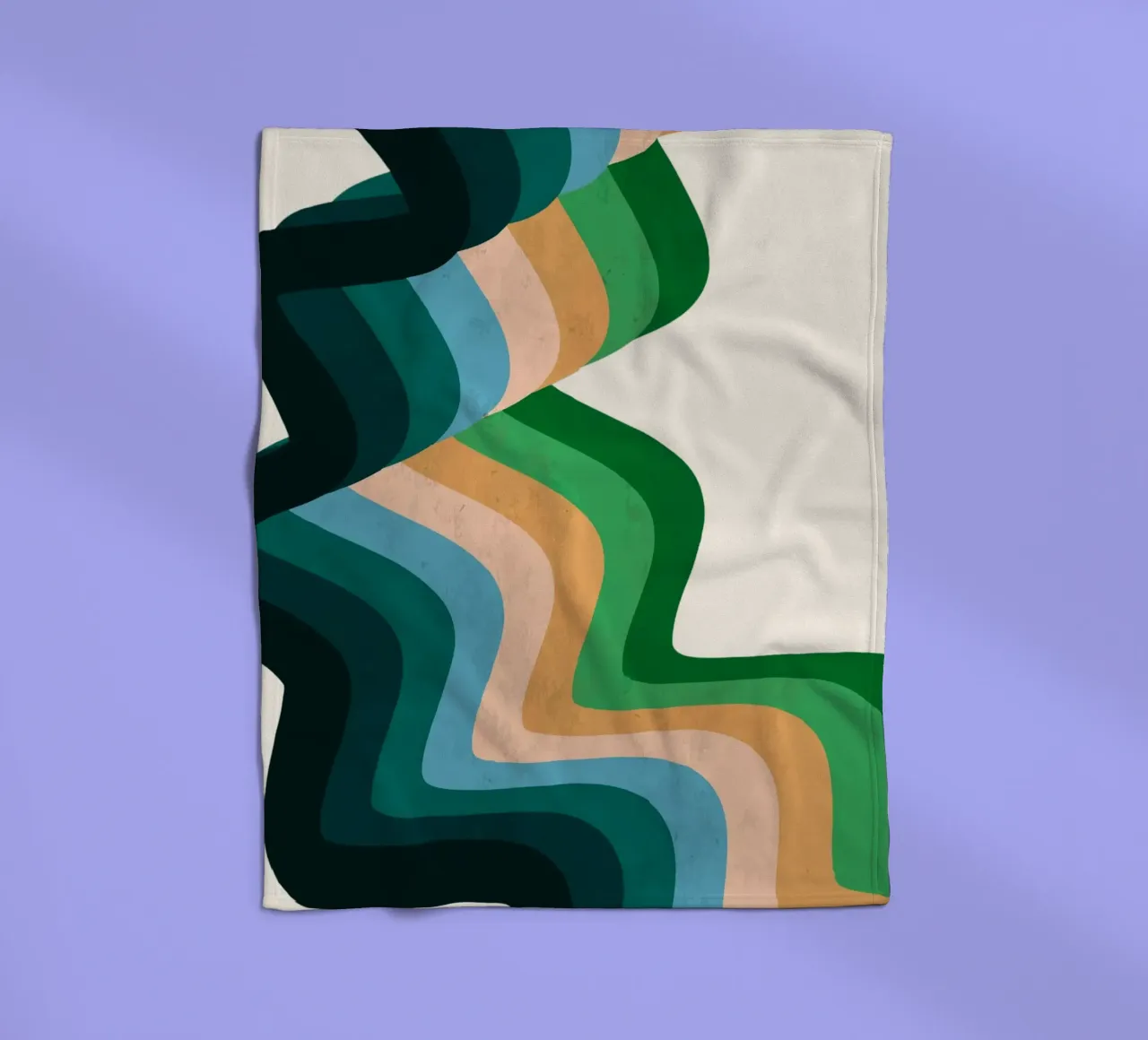 Retro Wavy Abstraction: 70s Inspired Groovy Landscape Print fleece blanket by NorwesClub